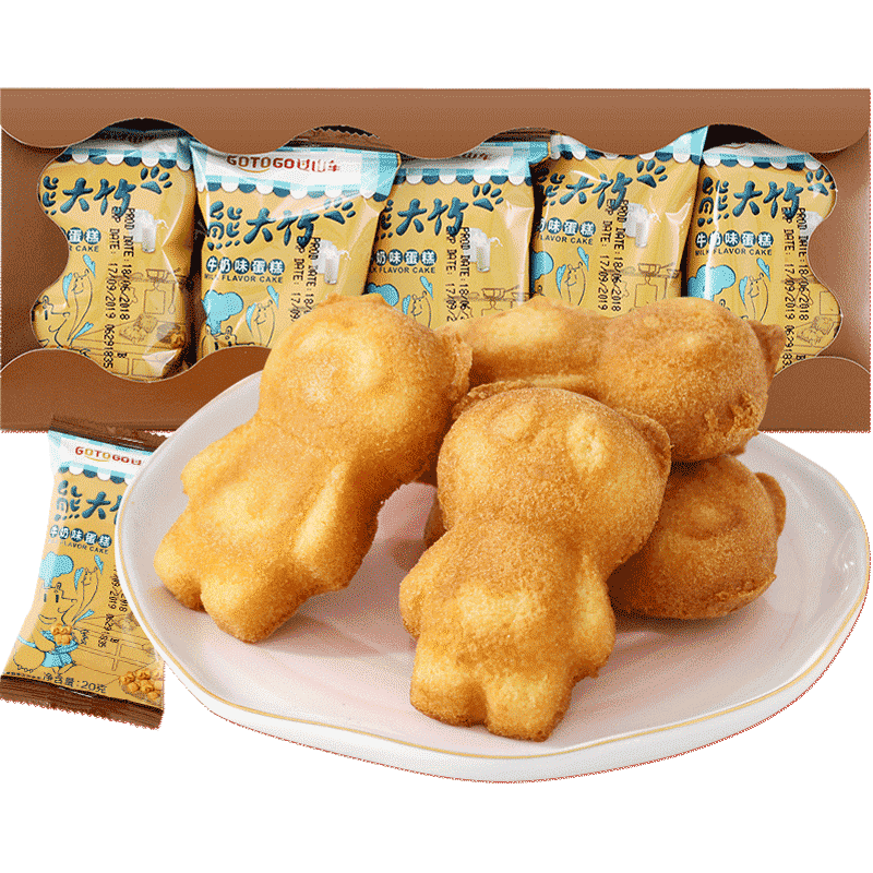 进口熊大竹儿童面包早餐营养宝宝小熊蛋糕整箱零食小孩健康食品 - 宽