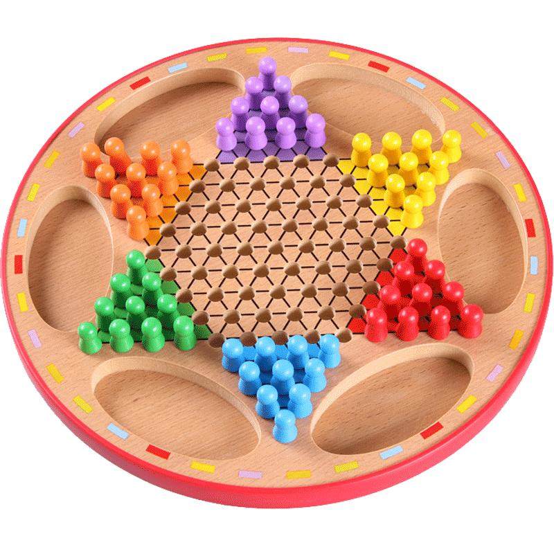 飞行棋跳棋二合一儿童益智棋类玩具成人桌面游戏棋木制跳跳棋大人