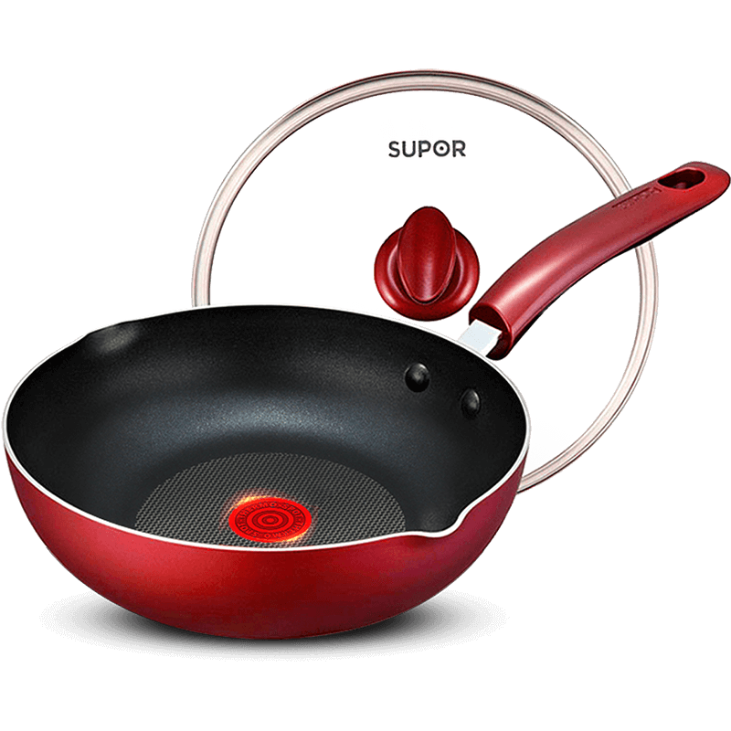 苏泊尔官方火红点近无油烟不粘锅炒锅 家用炒菜锅具电磁炉通用