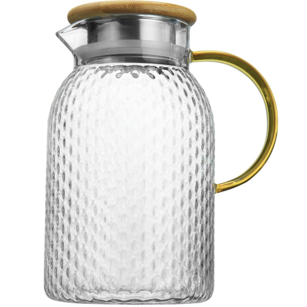 冷水壶耐高温锤纹凉水杯套装透明家用玻璃凉茶壶水杯大容量凉水壶