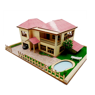 建筑拼装diy手工制作木板别墅微缩模型材料沙盘设计手办小房子