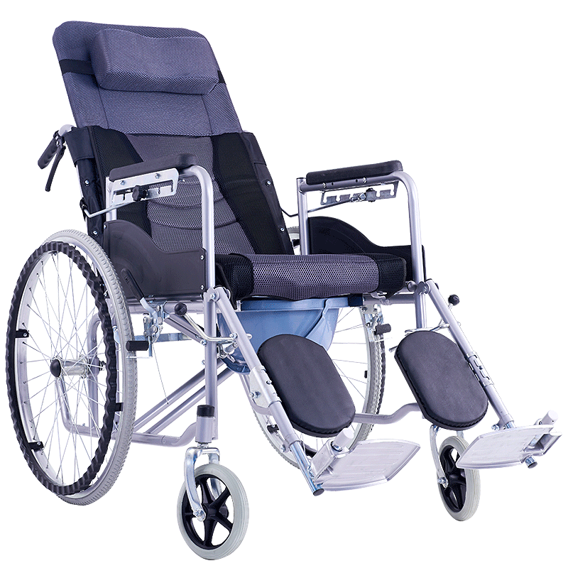 助邦全躺轮椅 折叠轻便小便携带坐便老人残疾人多功能 手动代步车