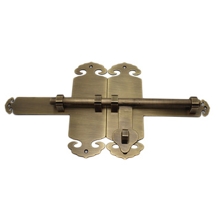 仿古纯铜中式大门对开门插销门栓复古门锁门扣加厚全铜明插销 券