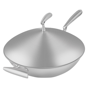 康磊不粘锅炒锅不锈钢炒菜锅家用圆底燃气灶适用厨师商用厨房锅具