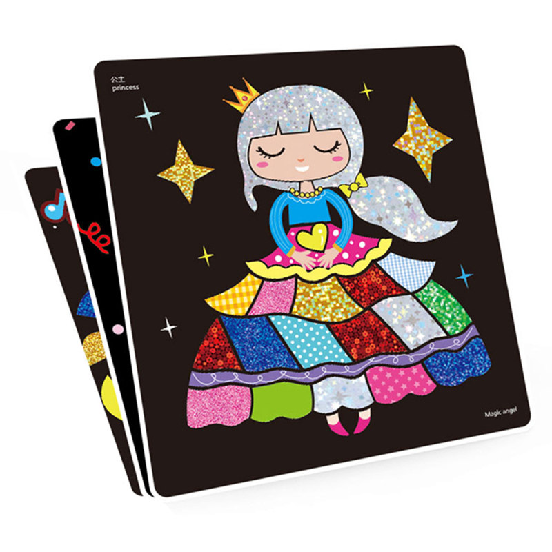 儿童手工diy制作材料包炫彩魔幻艺术贴纸转移贴画女孩玩
