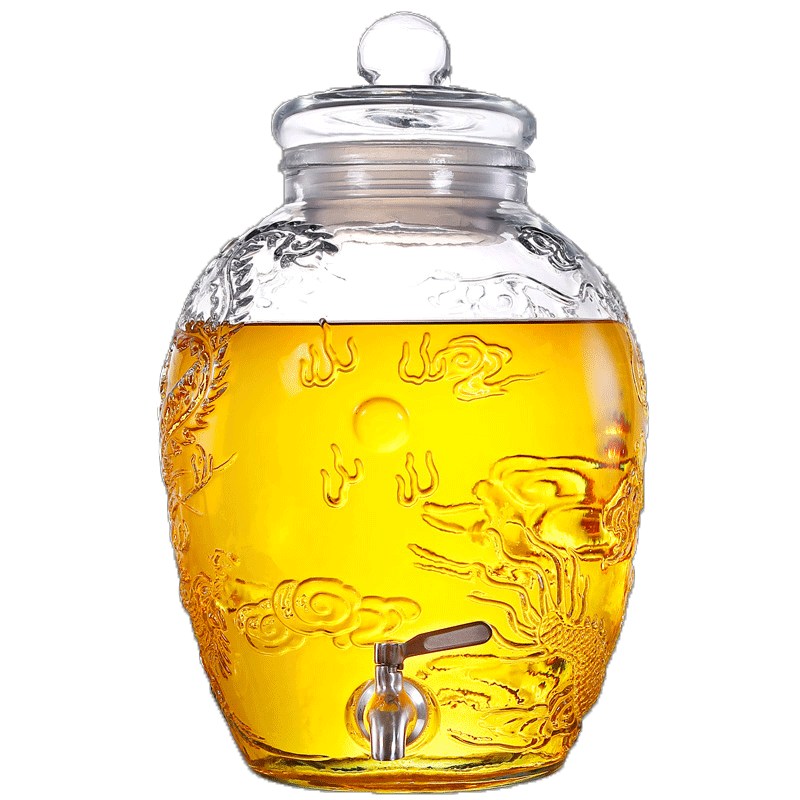泡酒玻璃瓶加厚密封药酒坛子10斤20家用带龙头人参酿酒罐专用酒瓶