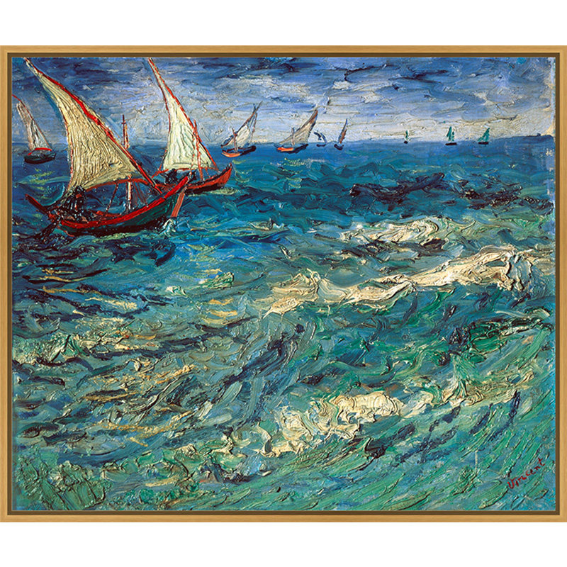 梵高油画海景帆船风景印象派抽象现代餐厅酒吧咖啡厅墙壁氛围装饰