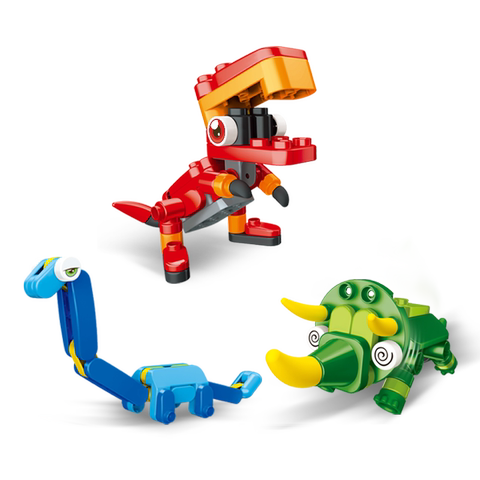 百变布鲁可恐龙好朋友拼装玩具男女孩儿童益智拼插大颗粒积木