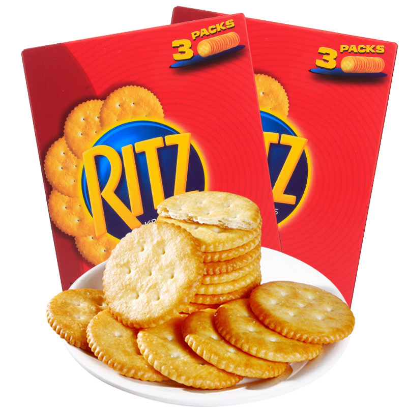 印尼进口ritz乐之卡夫乐原味薄脆咸味小圆饼干300g盒装休闲零食品