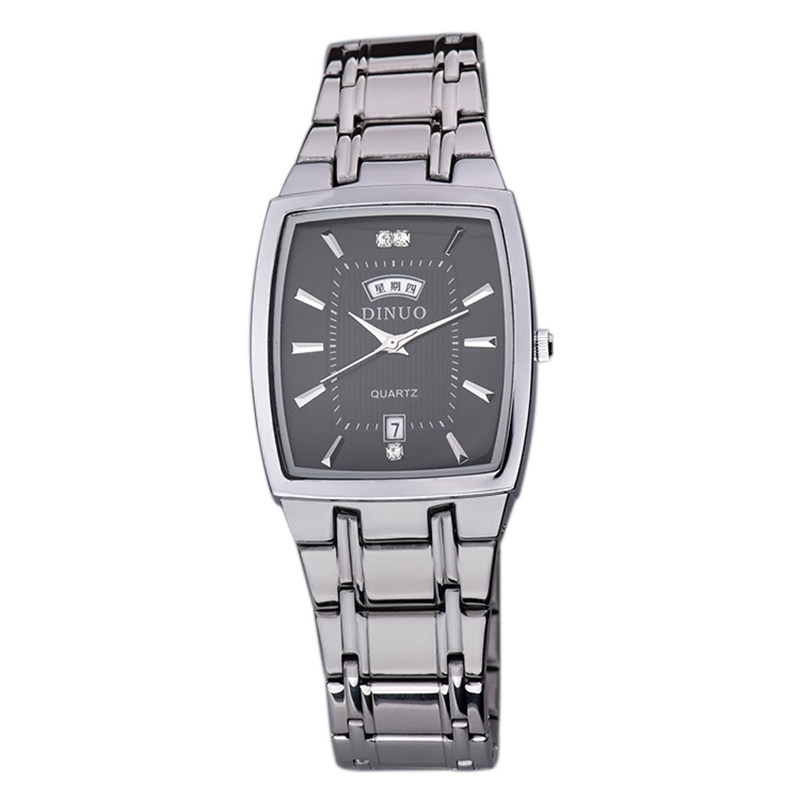 正品谛诺手表 男士长方形防水超薄双历石英表 星期日历商务男表