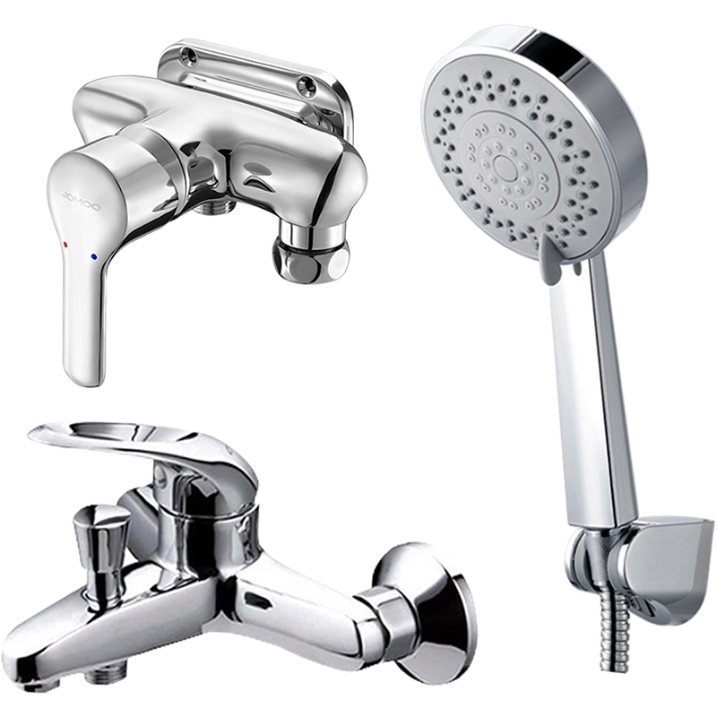 九牧淋浴花洒套装家用全铜沐浴冷热混水阀明装浴室简易花洒套装
