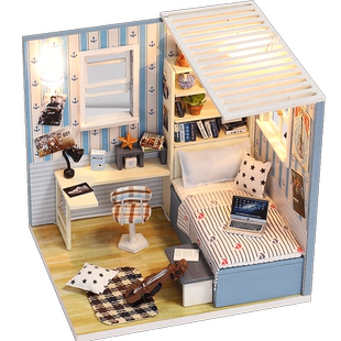 diy小屋子别墅手工制作迷你小房子模型拼装玩具艺术屋生日礼物女