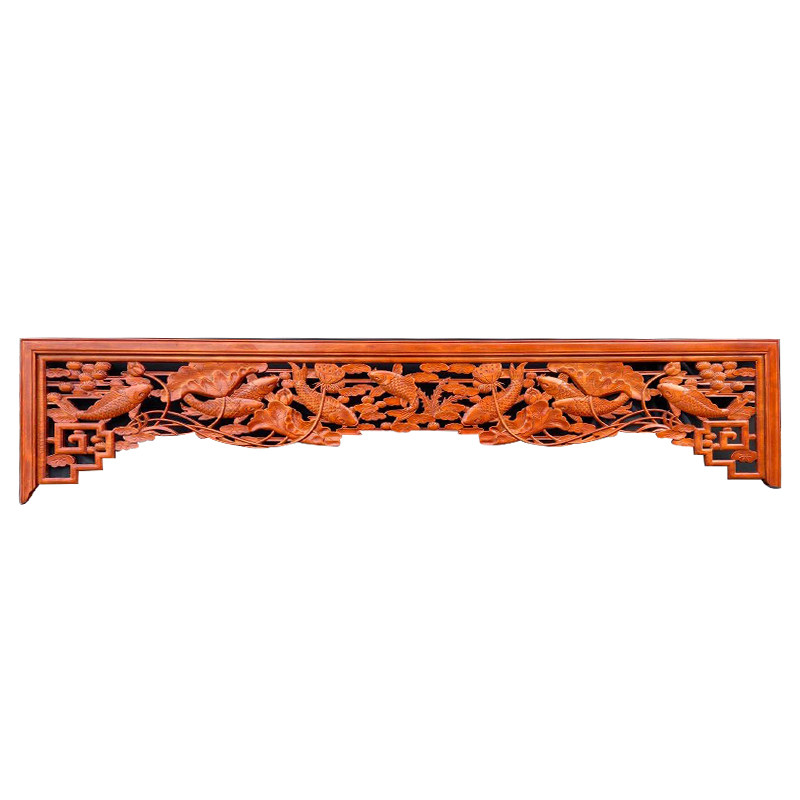 东阳木雕仿古实木雕刻镂空挂落门楣电视背景墙壁挂中式装修