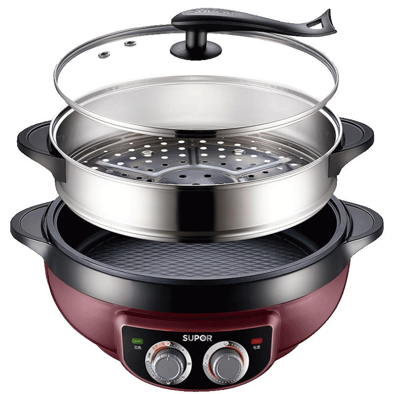 苏泊尔多功能电火锅电蒸锅家用电煮锅炒锅电热锅韩式不粘锅火锅锅