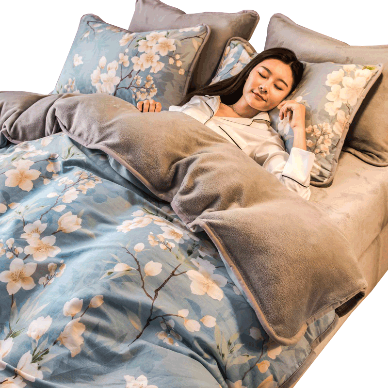 冬季珊瑚绒四件套双面绒加厚法兰绒法莱绒网红女床上用品被套床单