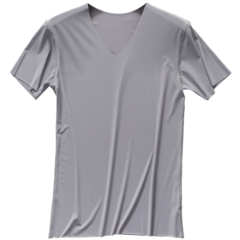 无痕冰丝t恤短袖男夏季超薄款速干牛奶丝圆领夏天体恤上衣服潮流 - 传