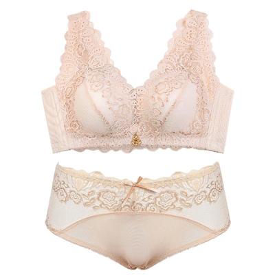 内衣套装女夏小胸文胸聚拢收副乳少女无钢圈性感蕾丝薄