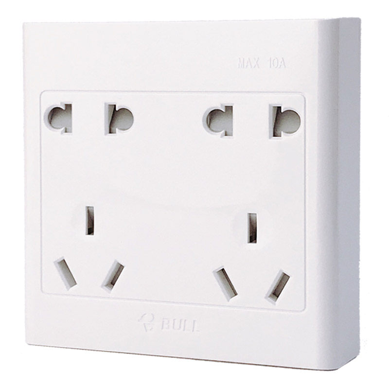 公牛明装插座开关多孔墙壁明盒电源六孔三孔插家用十孔10九孔面板