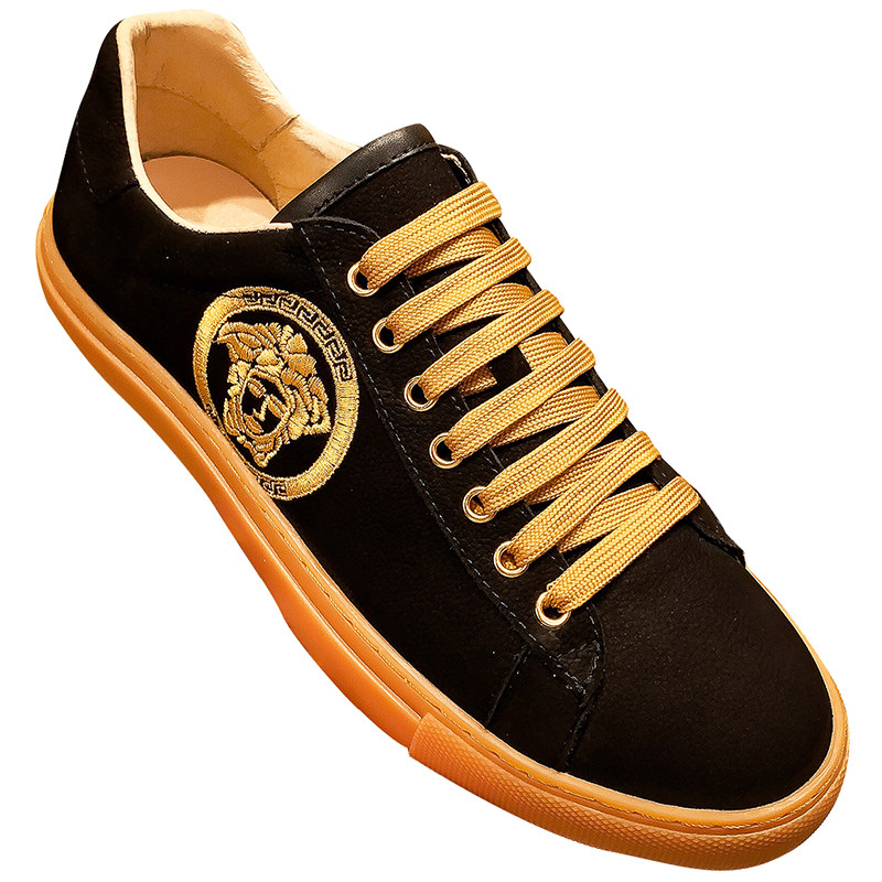 美杜莎男鞋2021新款春季美人头牛筋底耐磨黑色商务风轻奢休闲板鞋