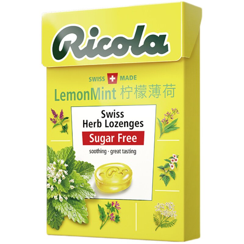 利口乐润喉糖无糖薄荷糖清新口气柠檬薄荷瑞士进口糖果零食40g5盒