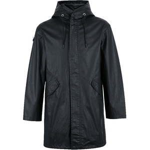 mlmr春秋男中长款撞色字母logo抽绳连帽潮流时尚简约风衣外套上衣