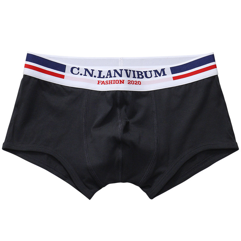 3条 野原先生纯棉透气平角内裤男士潮流个性中低腰性感四角裤修身