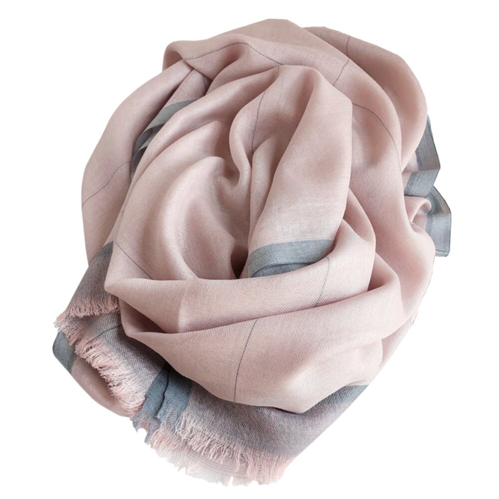 戒指绒手感围巾女春秋薄款森系百搭粉色丝巾长款披肩两用保暖冬季