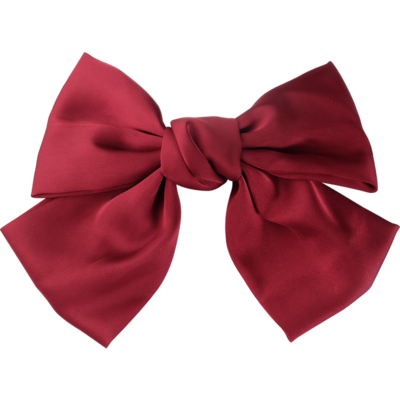 红色网红侧边大蝴蝶结发夹女秋冬韩国ins头绳夹子后脑勺发绳头饰