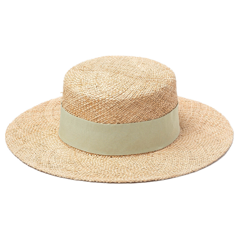 日系田园文艺简约高品质韩国平顶草帽女夏沙滩遮阳宝草帽 - 4姑娘帽饰