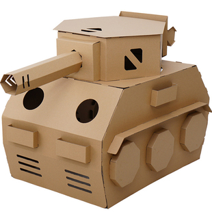 纸盒手工制作diy涂色玩具瓦楞纸壳板箱坦克拼装模型儿童火车轮船