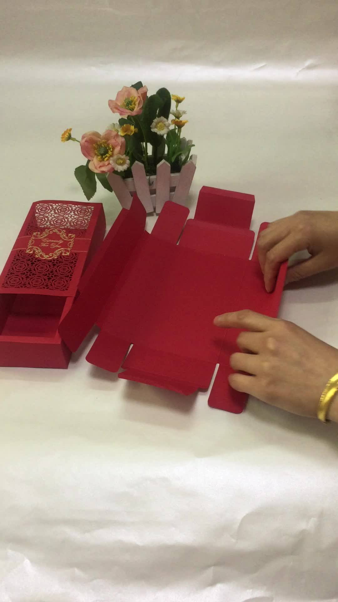 square lace laser cut chocolate box for wedding invitation