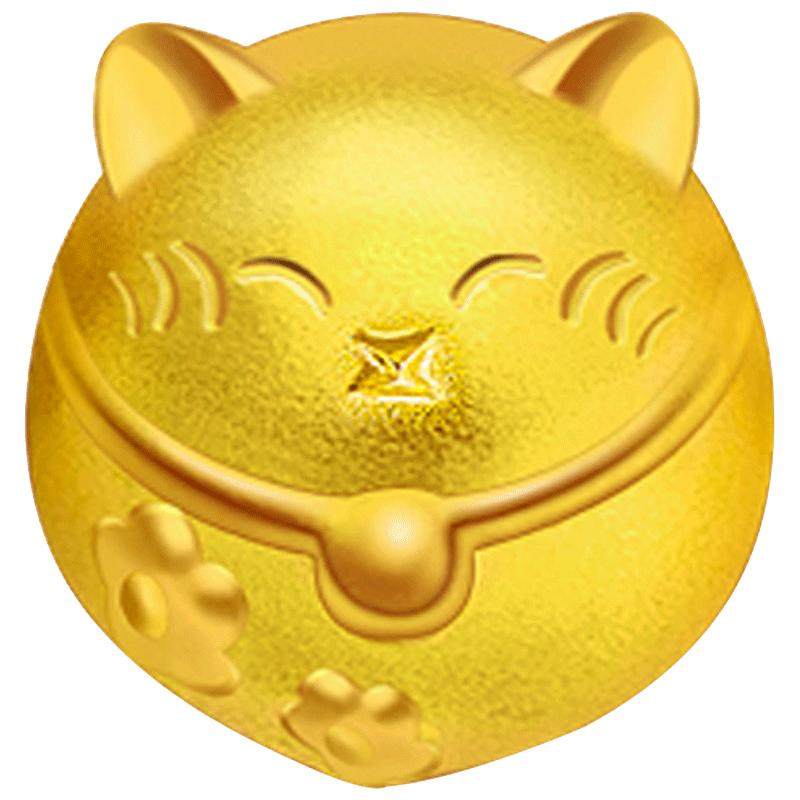 潮宏基珠宝 招财猫 黄金手链串珠硬金转运珠足金手串招桃花3d硬金