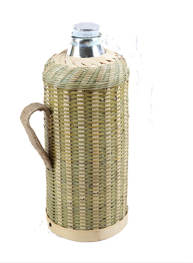 复古开水瓶老式竹制外壳手工竹编