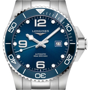 longines浪琴 新康卡斯蓝水鬼陶瓷潜水瑞士机械男表l3.781.4.96.
