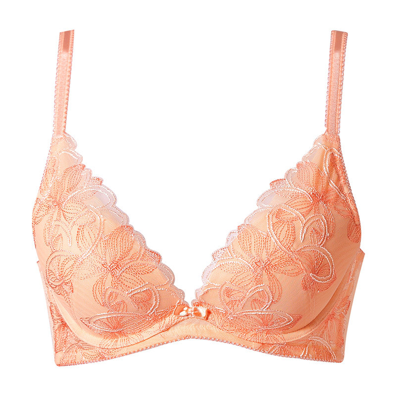 黛安芬专柜正品19年新款性感刺绣蕾丝深v水袋小胸聚拢文胸16-8371