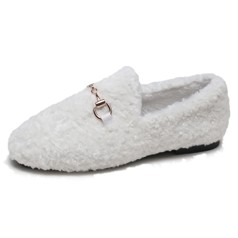 白色毛毛鞋女外穿秋新款时尚网红同款潮鞋2019新款秋鞋懒人豆豆鞋