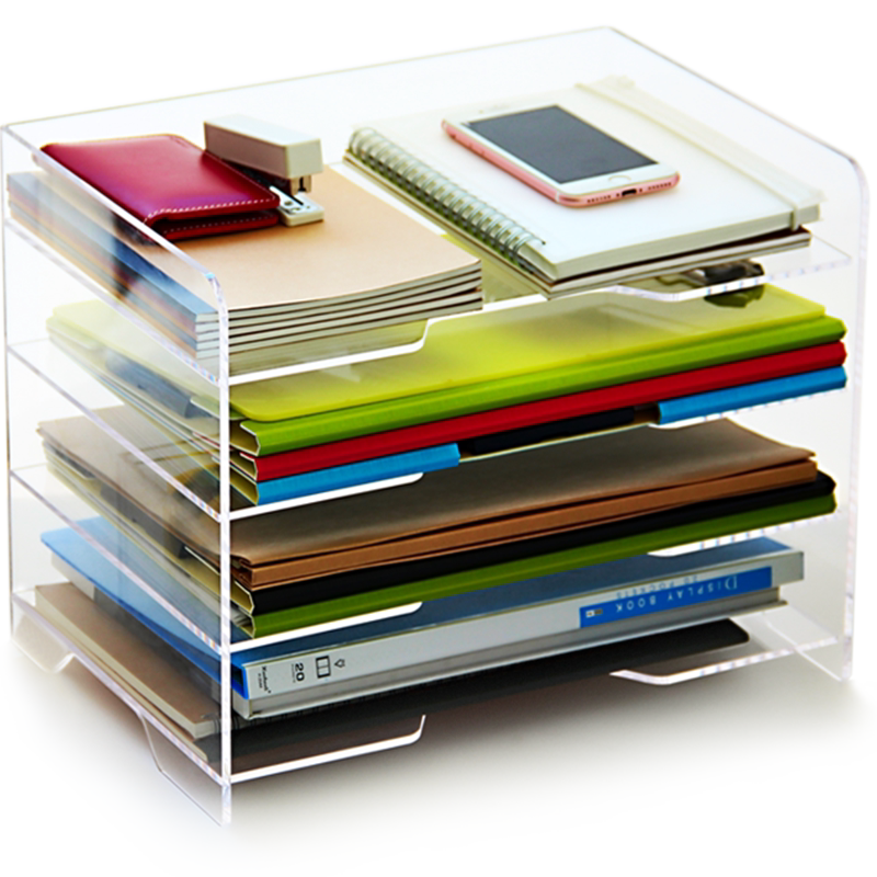 加大a4三层亚克力文件架透明横式四层文件架前台多层资料架办公桌面