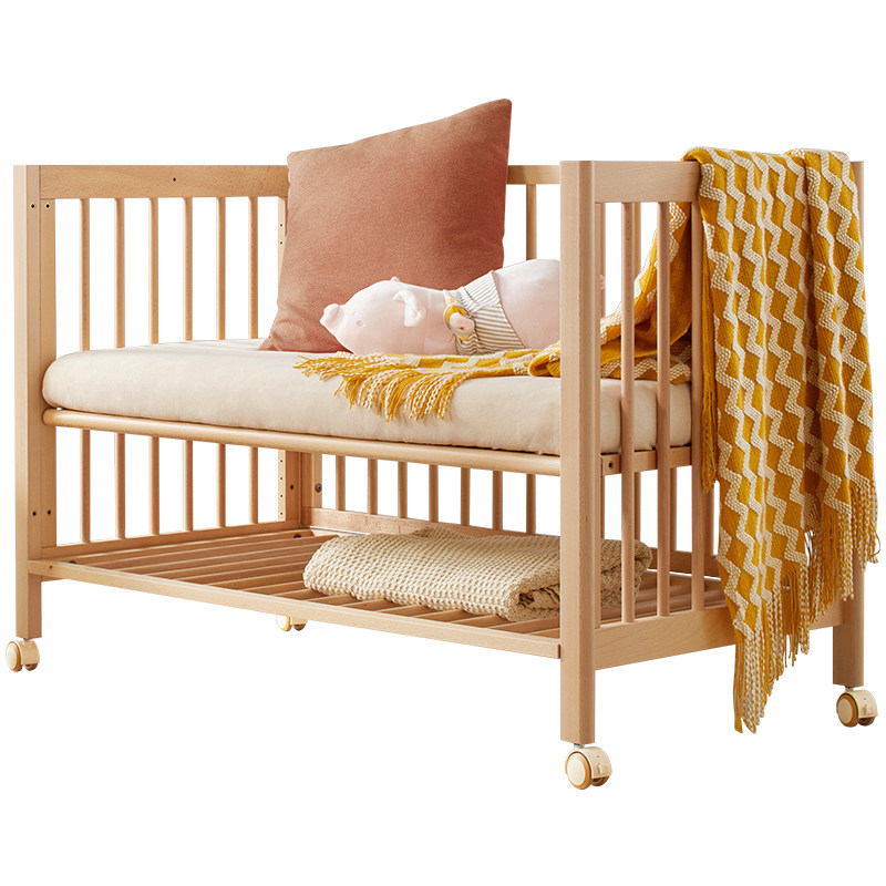 kub可优比新生婴儿床拼接大床可移动进口山毛榉木多功能bb宝宝床