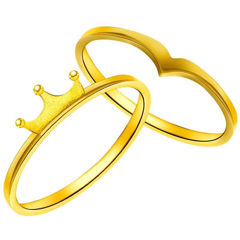 潮宏基 女王桂冠黄金戒指女款皇冠足金对戒女戒闺蜜戒计价 w