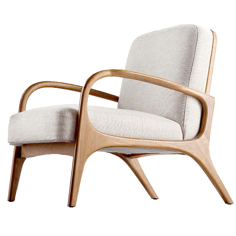 汉哲北欧实木布艺单人沙发椅家用现代简约阳台靠背椅子懒人休闲椅