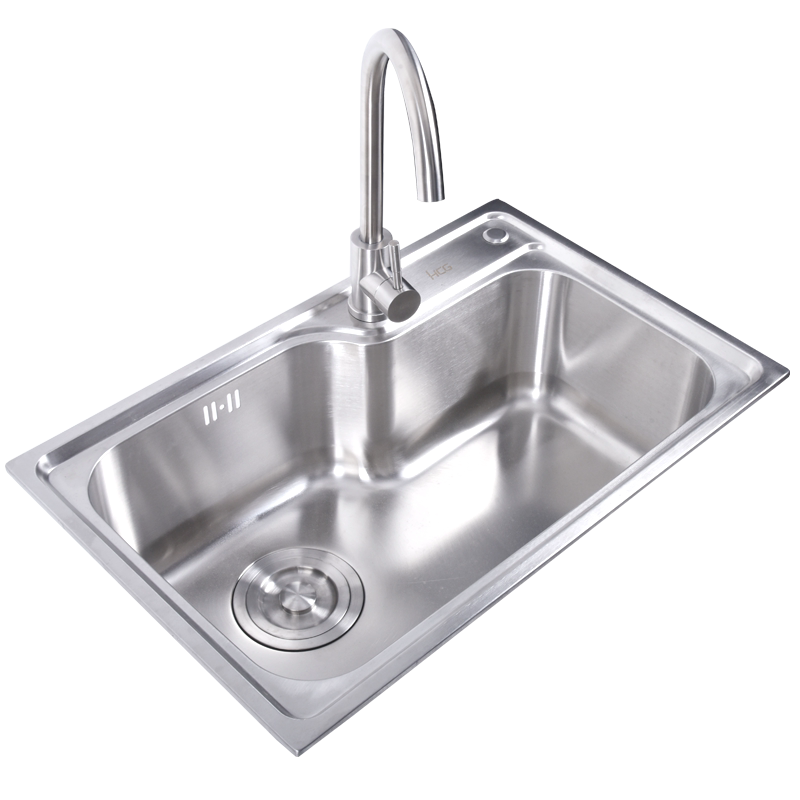和成卫浴hcg厨房水槽304不锈钢加厚单槽家用洗菜洗碗池台上盆水池
