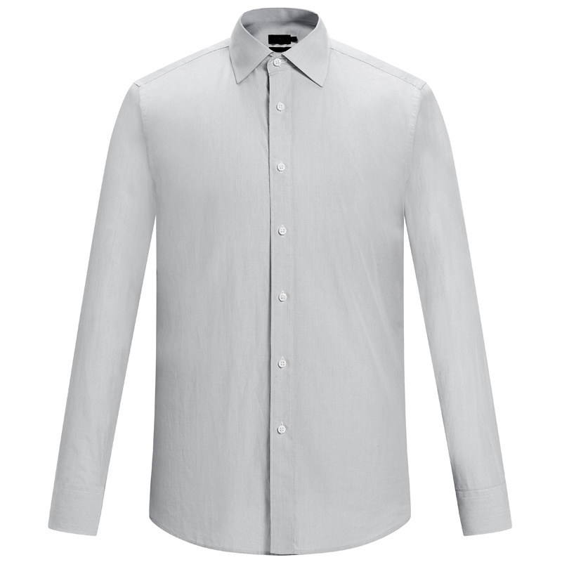 麦迪莱登浅灰色衬衫男长袖新疆长绒棉免烫抗皱商务休闲烟灰色衬衣