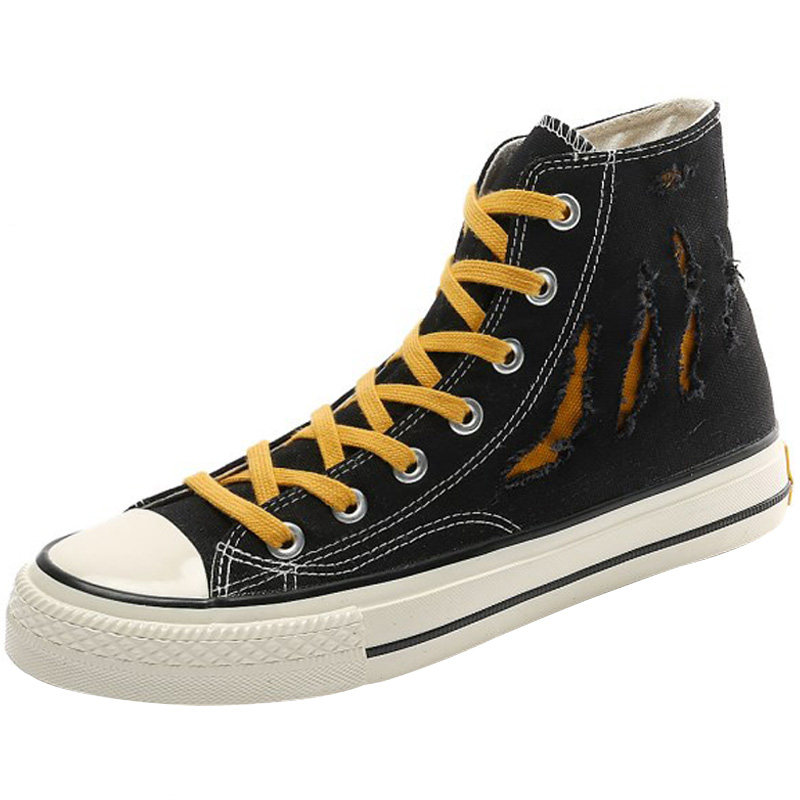 春季大童高帮帆布鞋男童潮韩版布鞋青少年40码42初中学生休闲板鞋