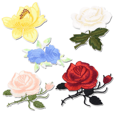 彩色刺绣玫瑰花朵布贴衣服贴布补丁贴花图案绣花贴片补贴小号补洞