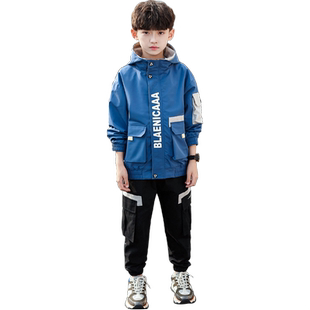 男童春季套装5儿童装7男孩11岁中大童外套裤子13运动两件套帅气潮