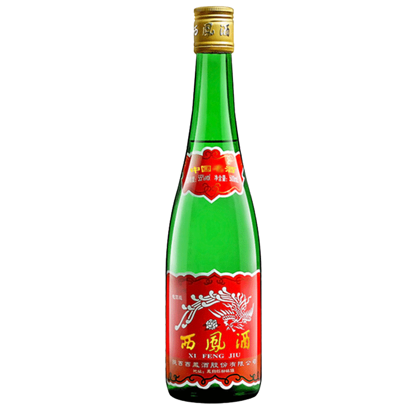 西凤酒55度高脖绿瓶凤香型粮食酒西风酒高度白酒单瓶陕西原厂产