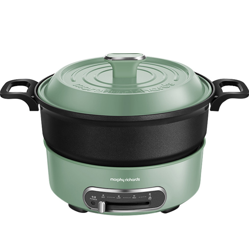 英国摩飞多功能料理锅轻煮网红锅圆形电烧烤肉锅炉一体家用电火锅