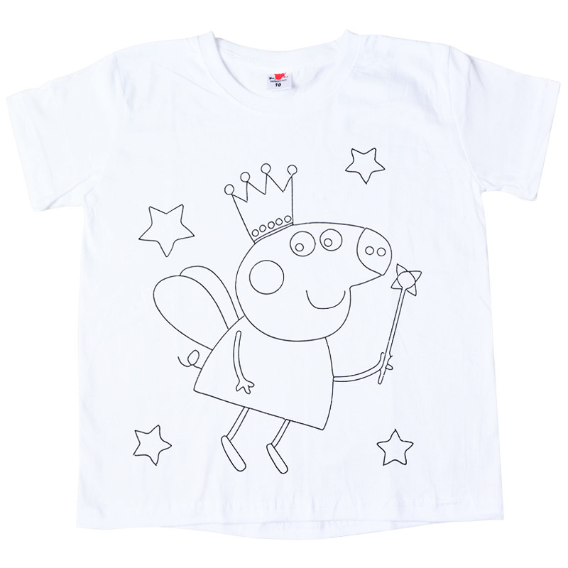 儿童短袖t恤 纯棉幼儿园diy手绘扎染涂鸦填色空白色创意手工材料