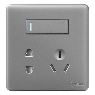 公牛插座旗舰一开五孔墙壁插座双控带开关面板单开5孔暗装g28灰