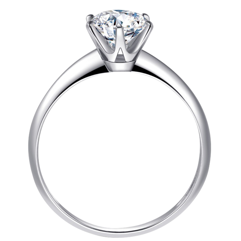 定制美国进口d色莫桑石18k白金钻石戒指女一克拉经典六爪铂金钻戒